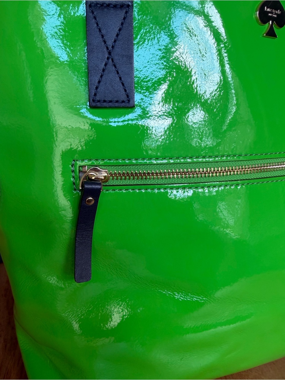 Kate Spade Rare Collectible Flicker Bon Shopper Storybook Lining Navy Green - Picture 16 of 17